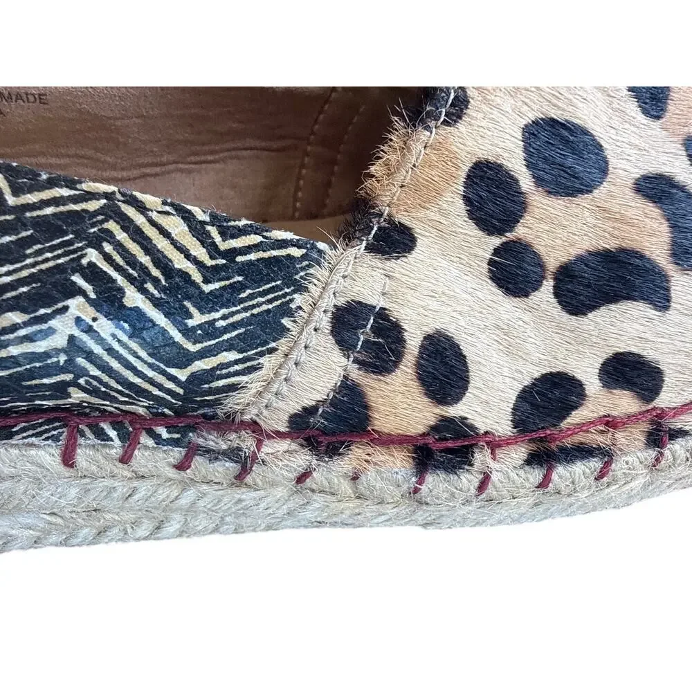 Soft Surroundings Platform Espadrille in Leopard and Geometric Print Size 9